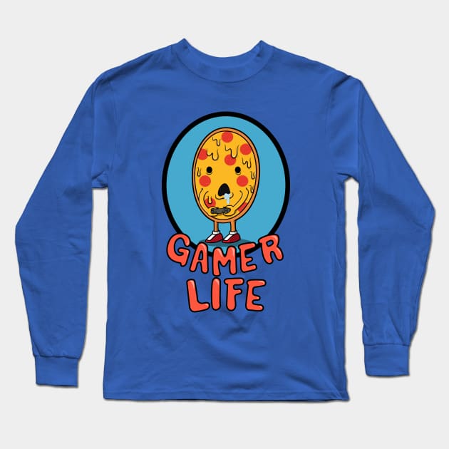 pizza gamer life Long Sleeve T-Shirt by bighead